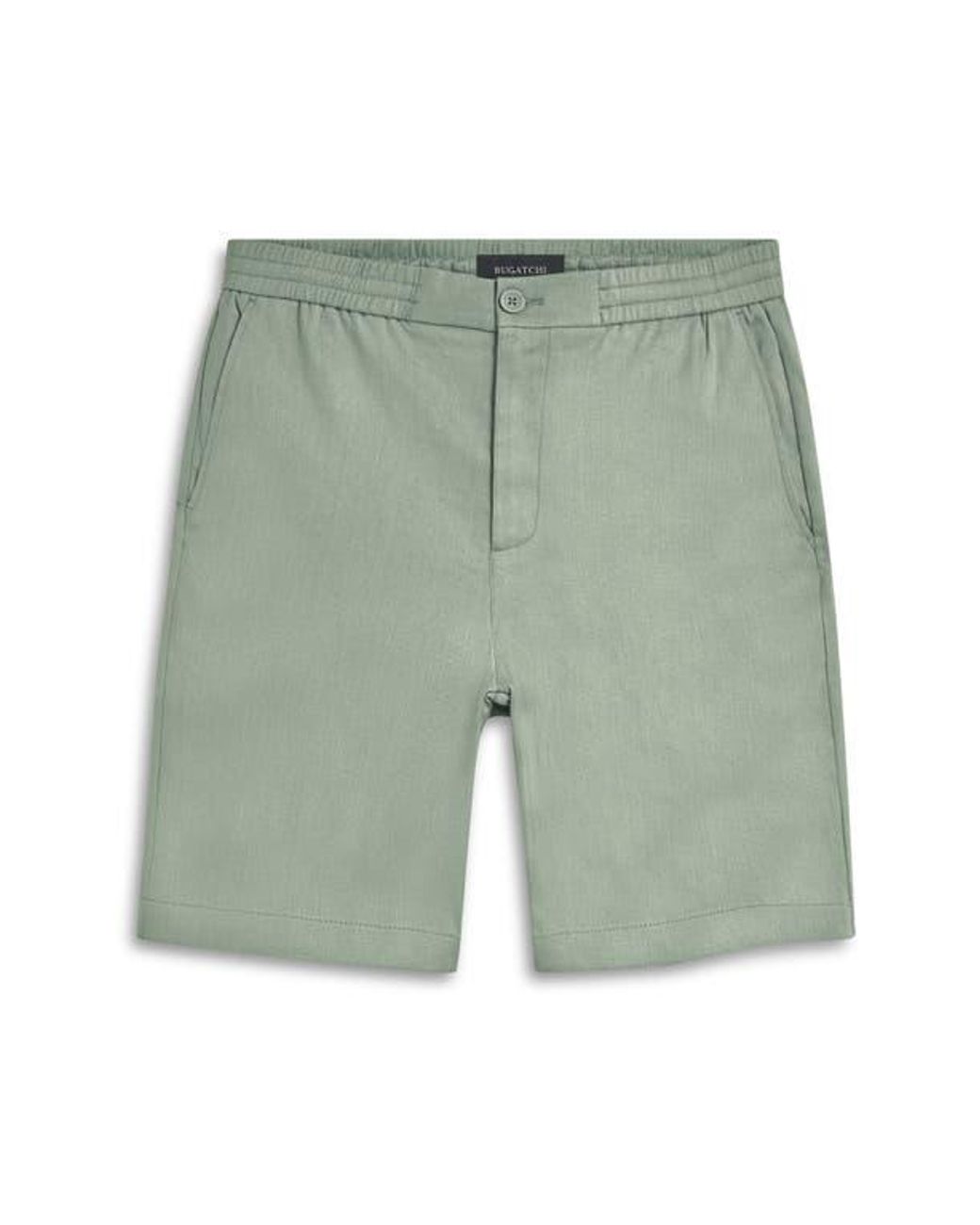 Bugatchi Green Linen Blend Drawstring Chino Shorts for men