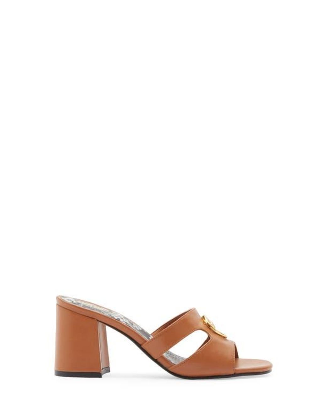 Roberto Cavalli Brown Block Heel Slide Sandal