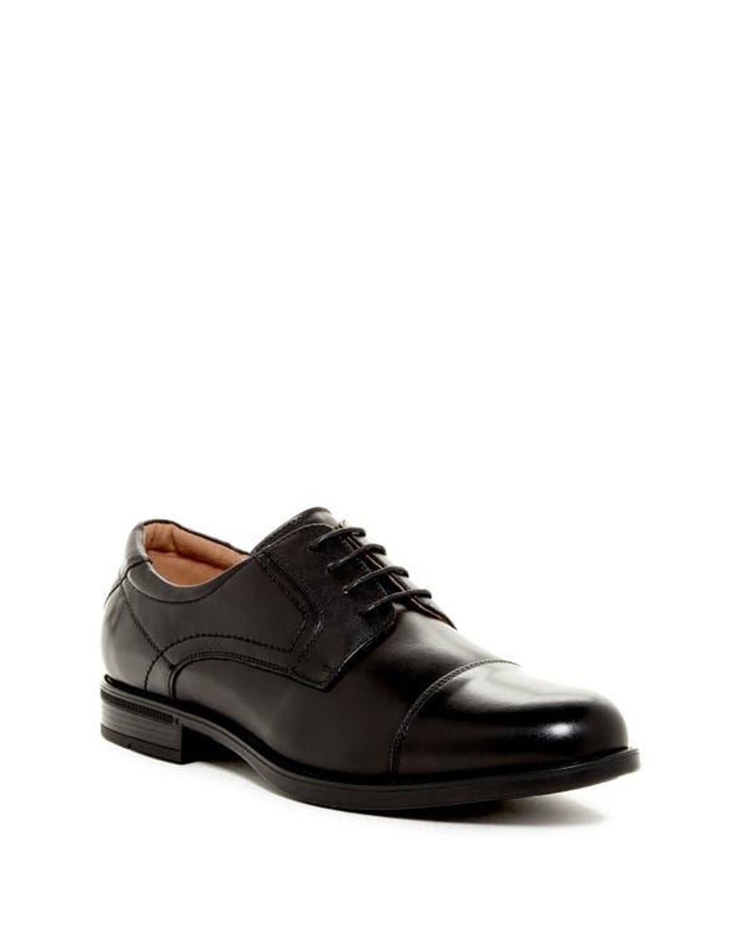 Florsheim Black Leather Cap-Toe Derby Oxfords for men