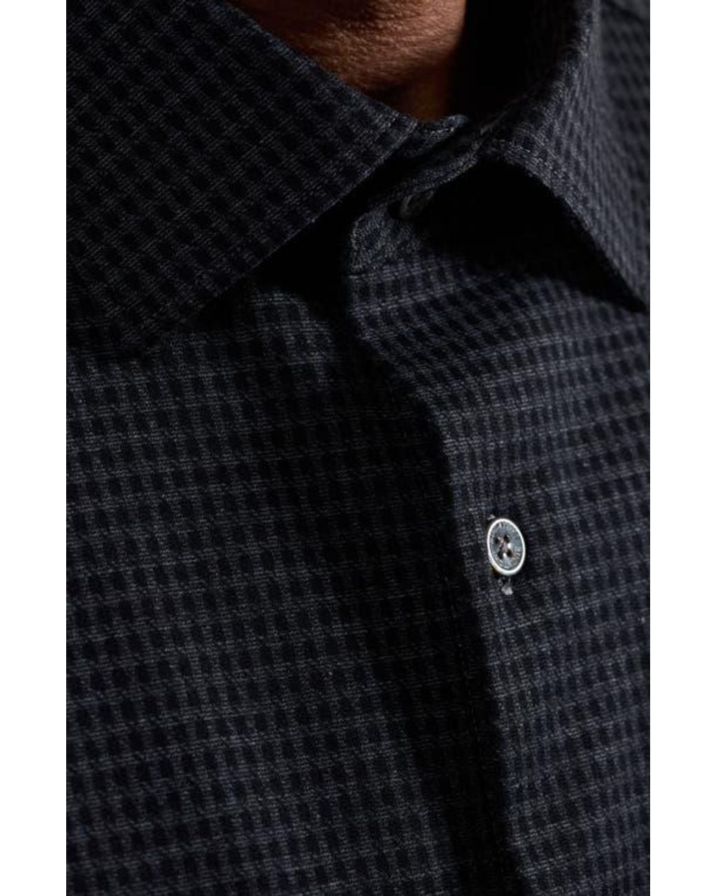 Bugatchi Black Knit Button-Up Shirt for men