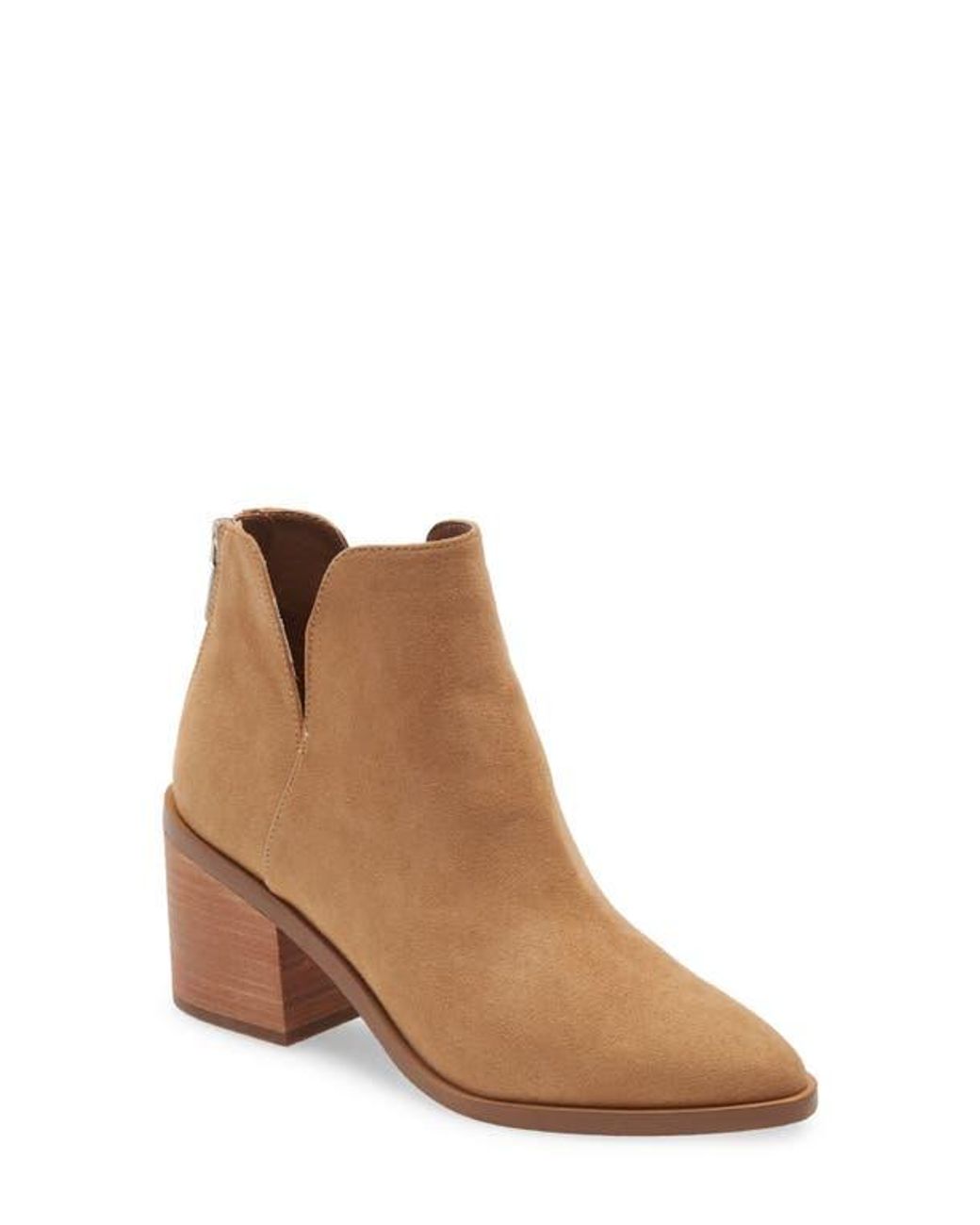 BP. Faux Suede Block Heel Booties in Brown Lyst