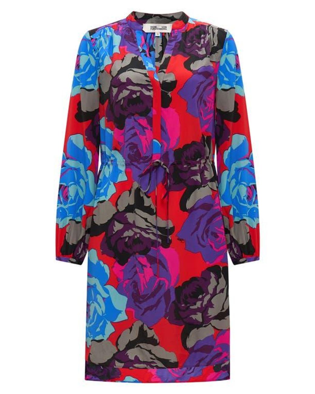 Diane von Furstenberg Multicolor Sonoya Long Sleeve High-Low Dress