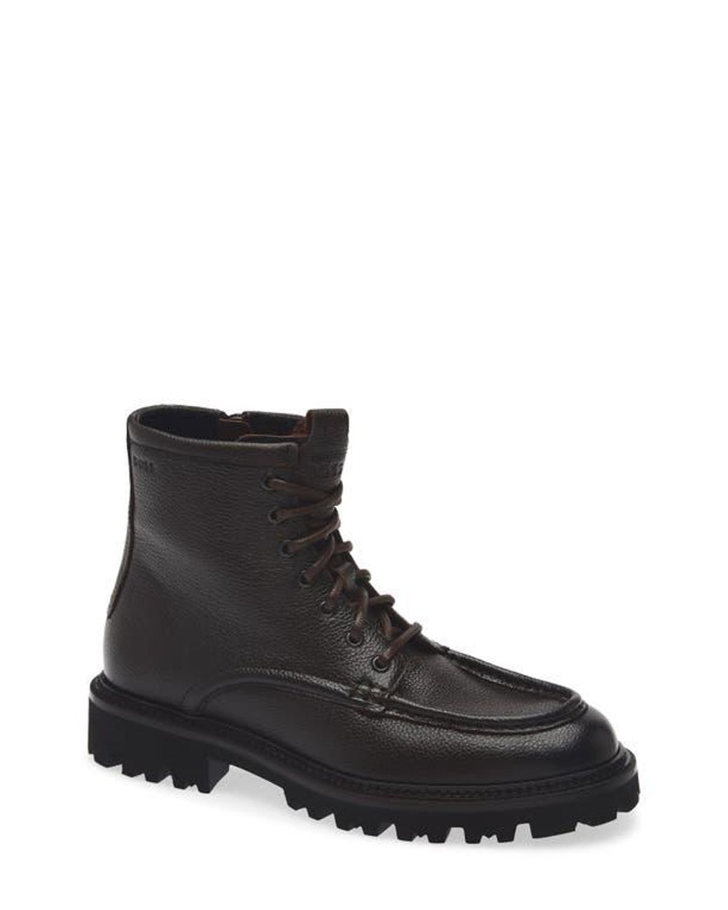 BOSS Julio Lugged Moc Toe Leather Boot in Black for Men | Lyst display picture 2
