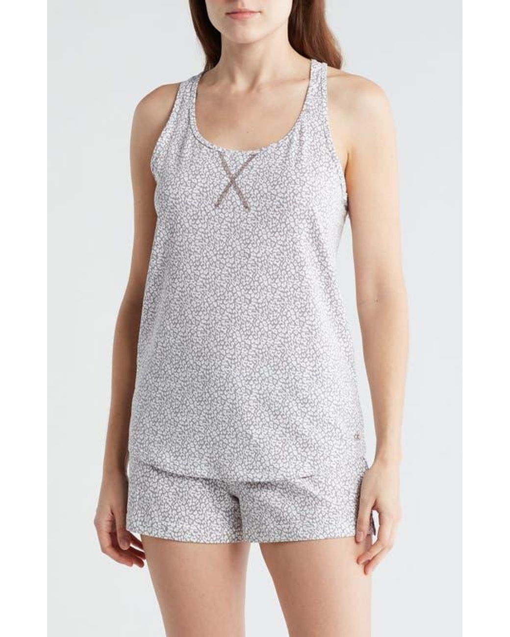 Calvin Klein Jersey Tank Shorts Pajama 2 Piece Set in Gray Lyst