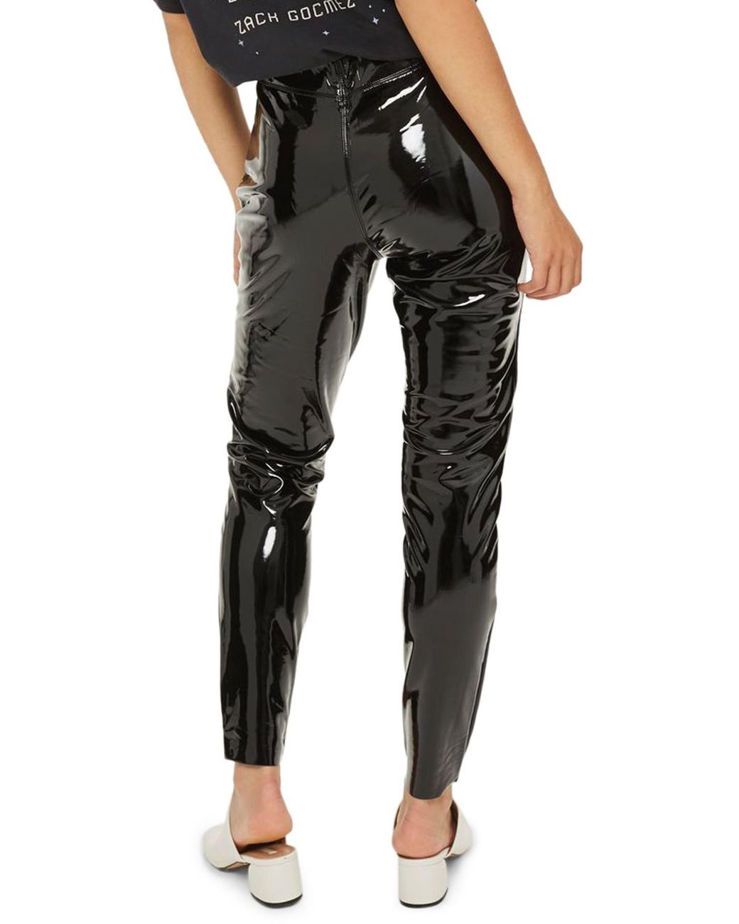 TOPSHOP Percy Vinyl Leggings in Black 