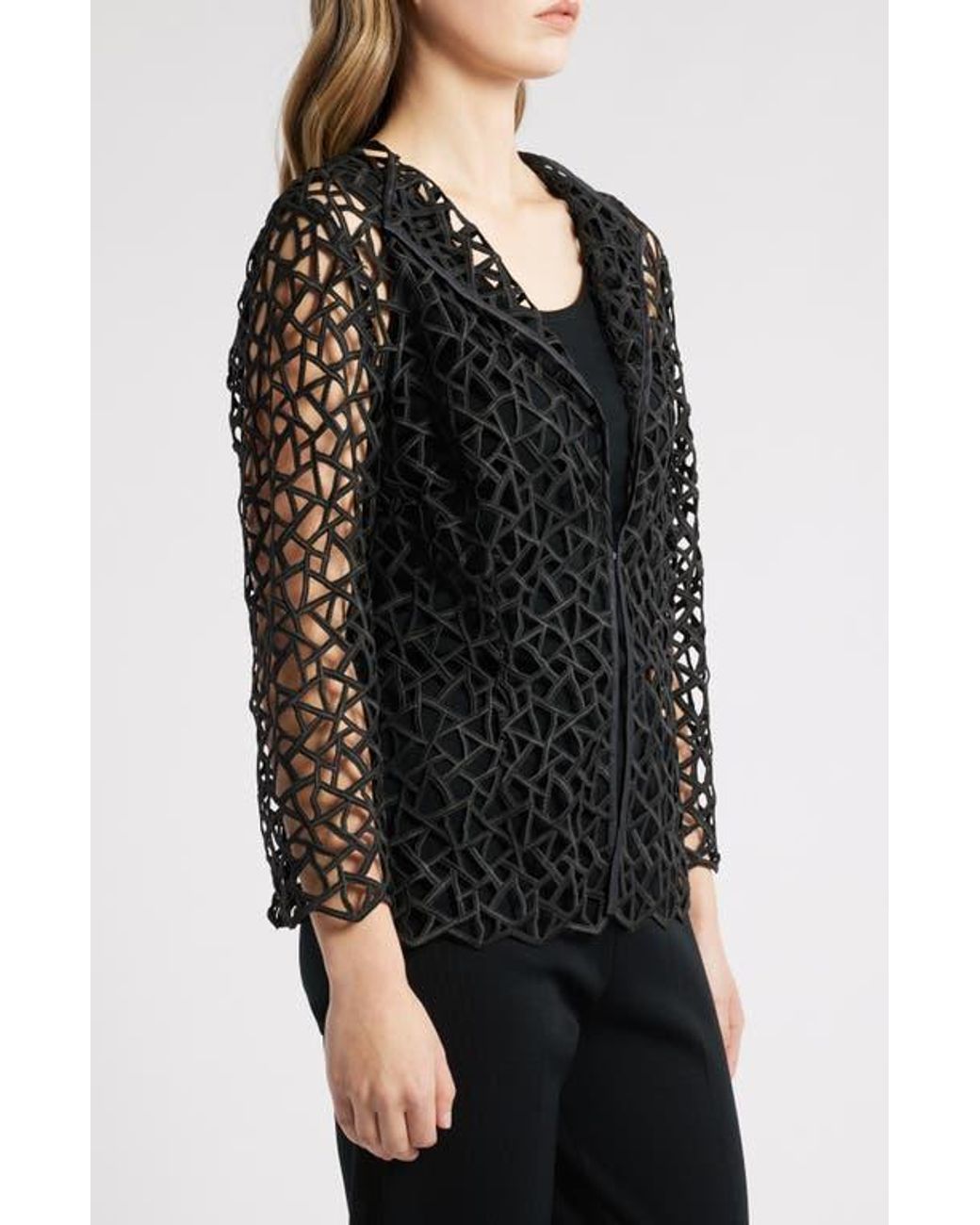 Ming Wang Black Geometric Cutout Jacket
