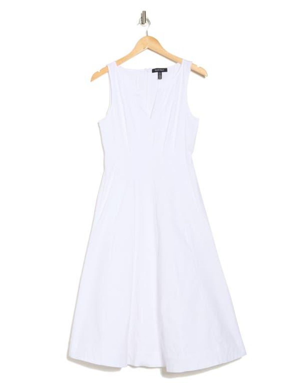 Ellen Tracy Stretch Cotton Fit & Flare Dress in White | Lyst