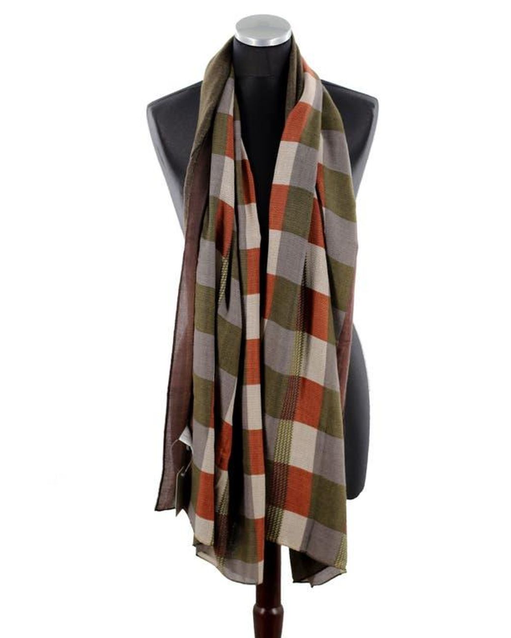 La Fiorentina Brown Checkered Print Lightweight Wrap