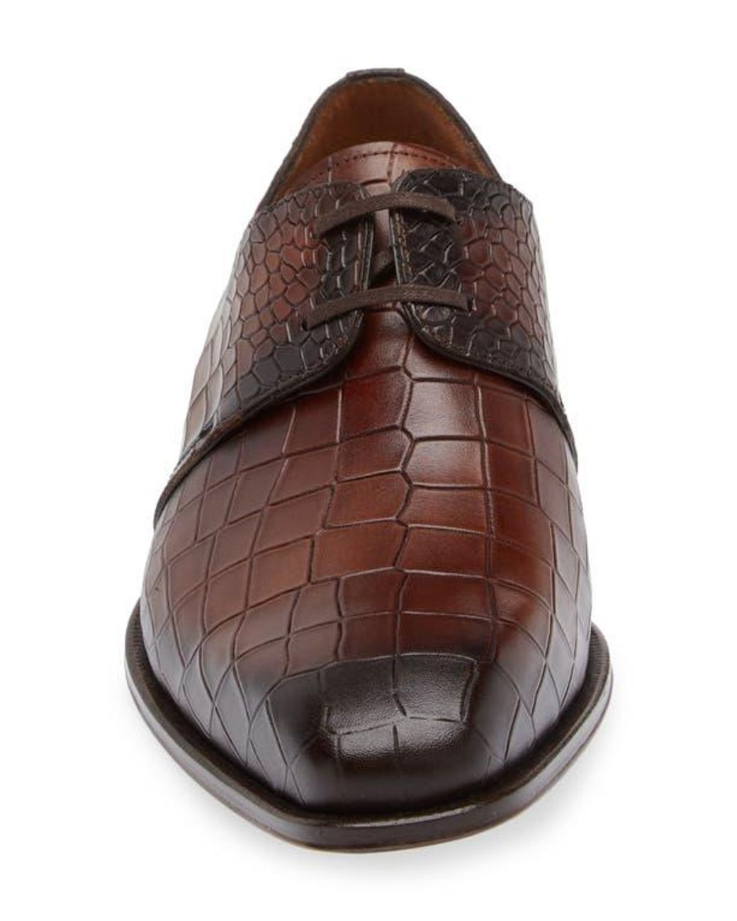 Mezlan Brown Croc Embossed Derby for men