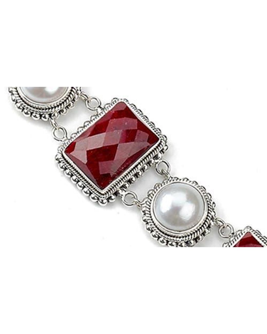 Samuel B. Red Sterling Ruby & Mabe Pearl Toggle Bracelet