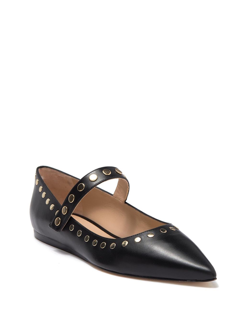 Stuart Weitzman Leather Gala Studded Mary Jane Flat In Black Lyst