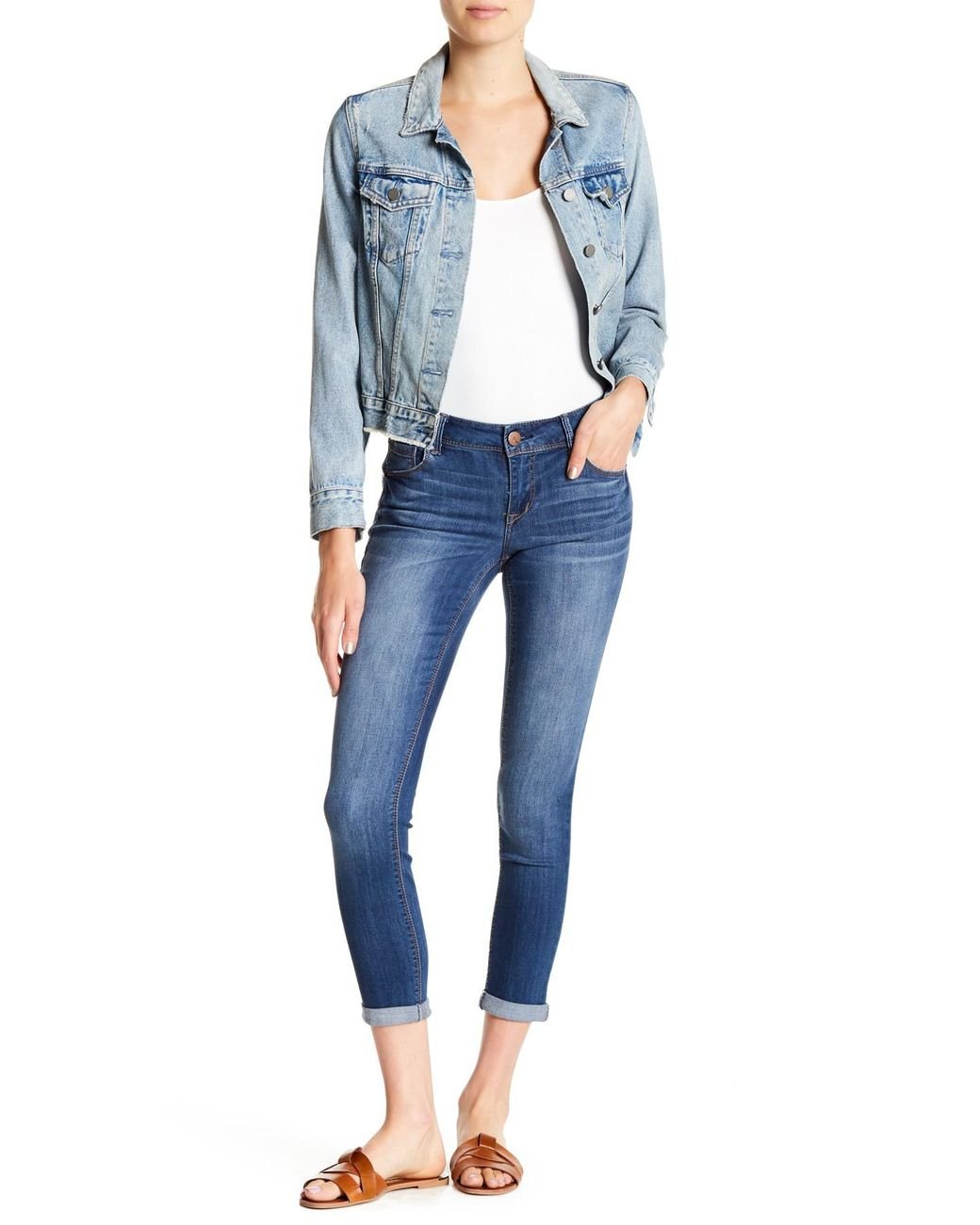 1822 Denim Adrianna Crop Skinny Jeans in Blue | Lyst