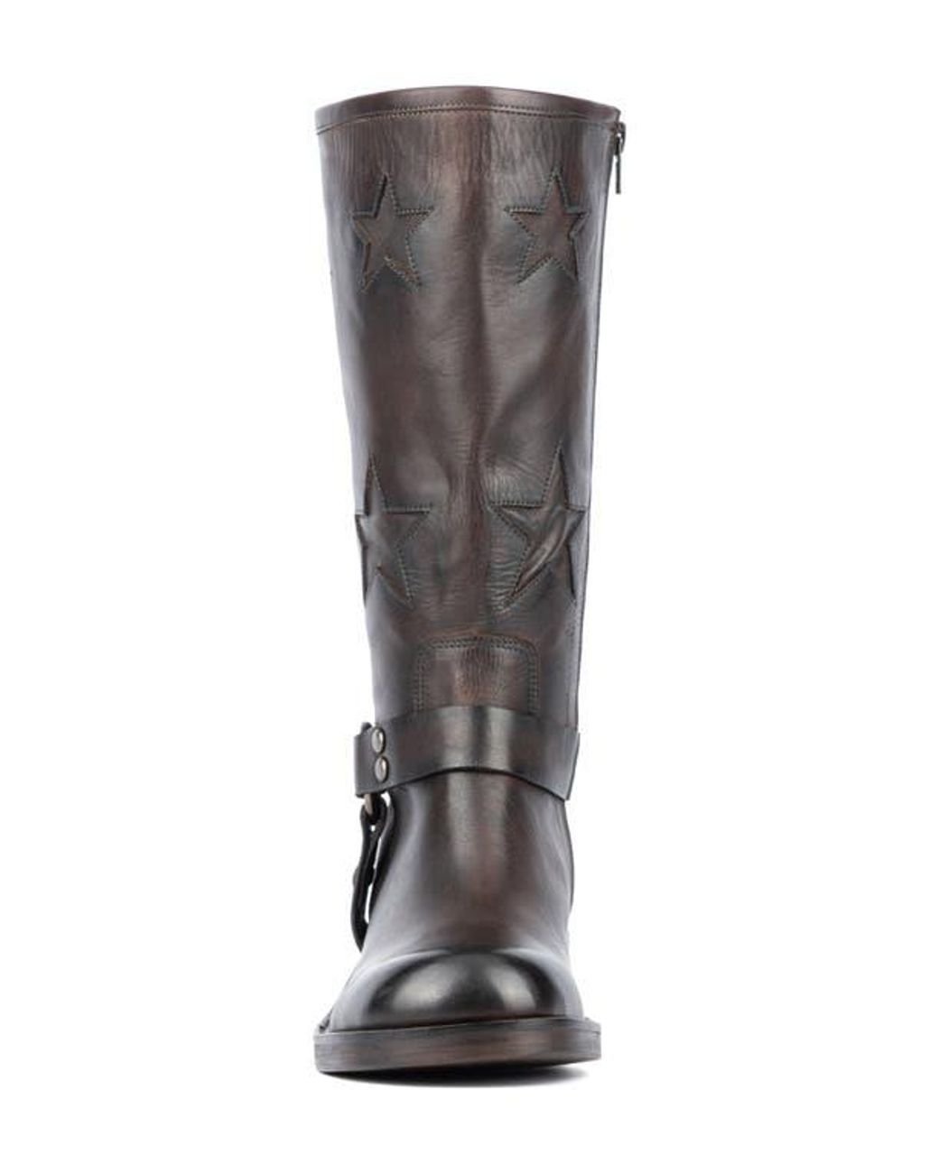 Vintage Foundry Brown Vintage Leather Patchwork Knee-High Boots