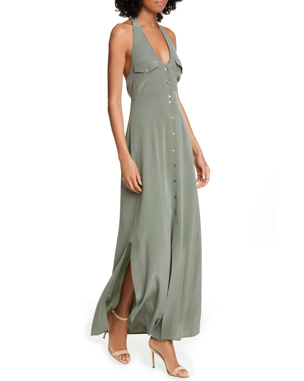 silk halter maxi dress
