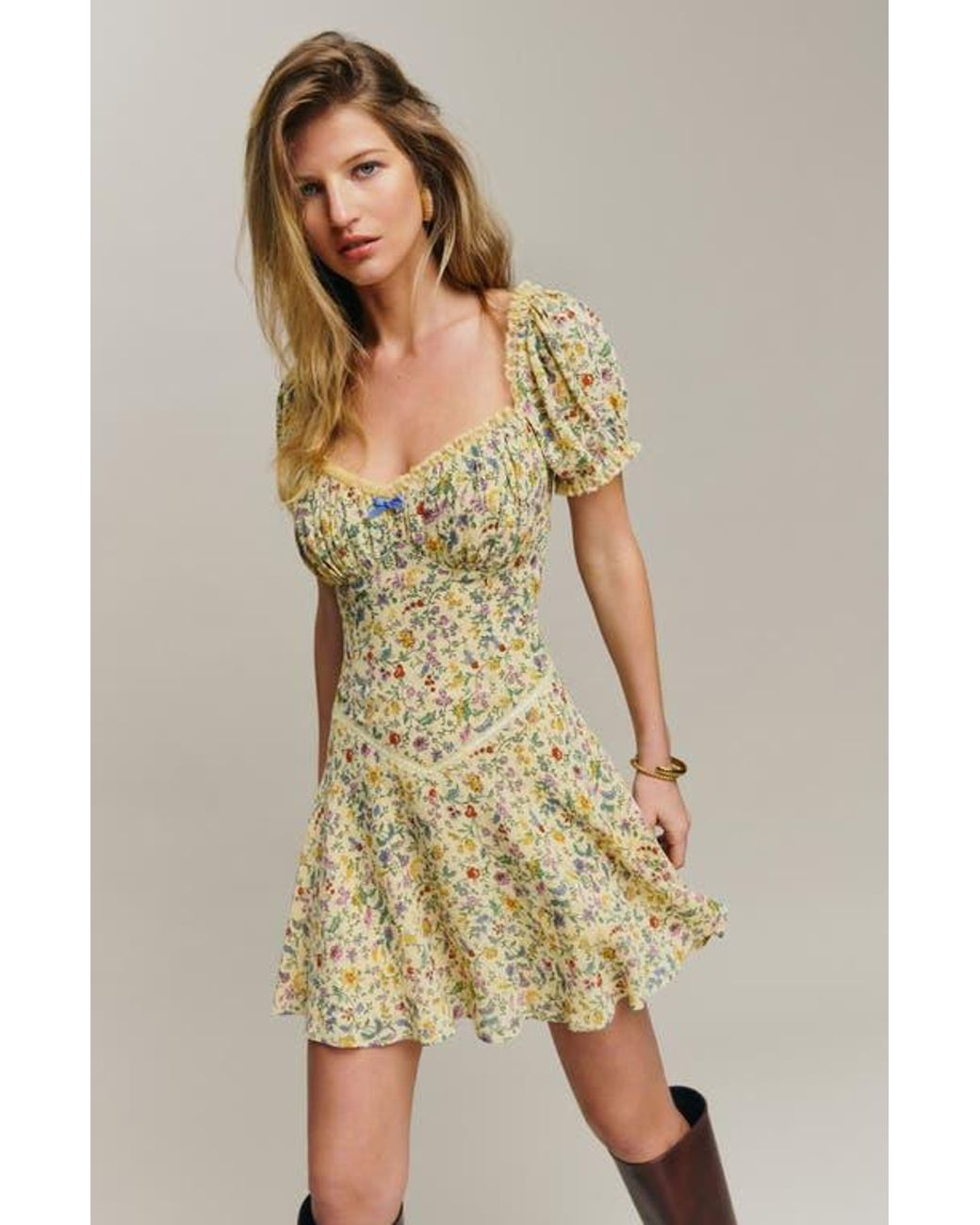 reformation mini floral dress Reformation Women's Janu Linen Minidress - White