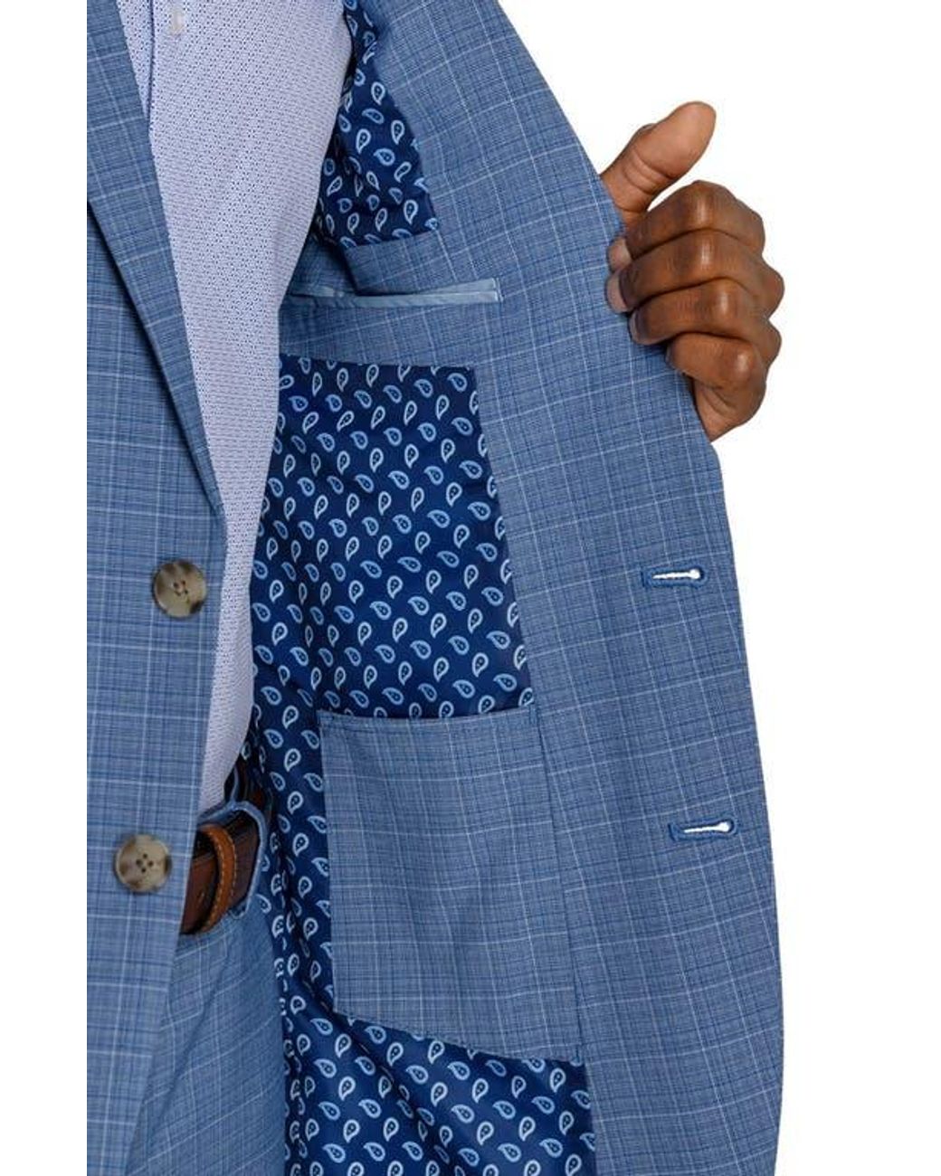 Con.struct Blue Plaid Two-Button Sport Coat for men