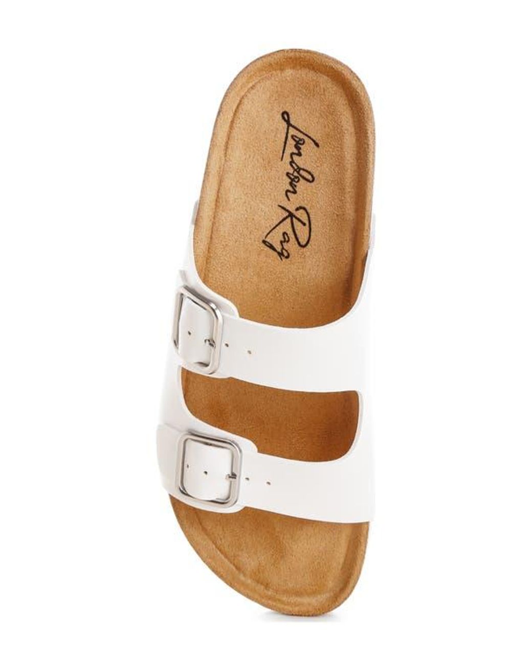 London Rag Slides LONDON RAG Gloriosa Double Strap Slide Sandal in Metallic | Lyst