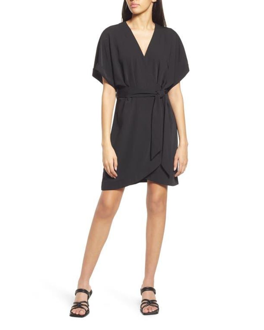 Charles Henry Dolman Wrap Dress in Black Lyst