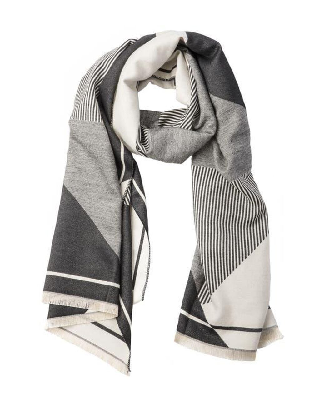 Saachi Gray Mosaic Reversible Printed Viscose Scarf