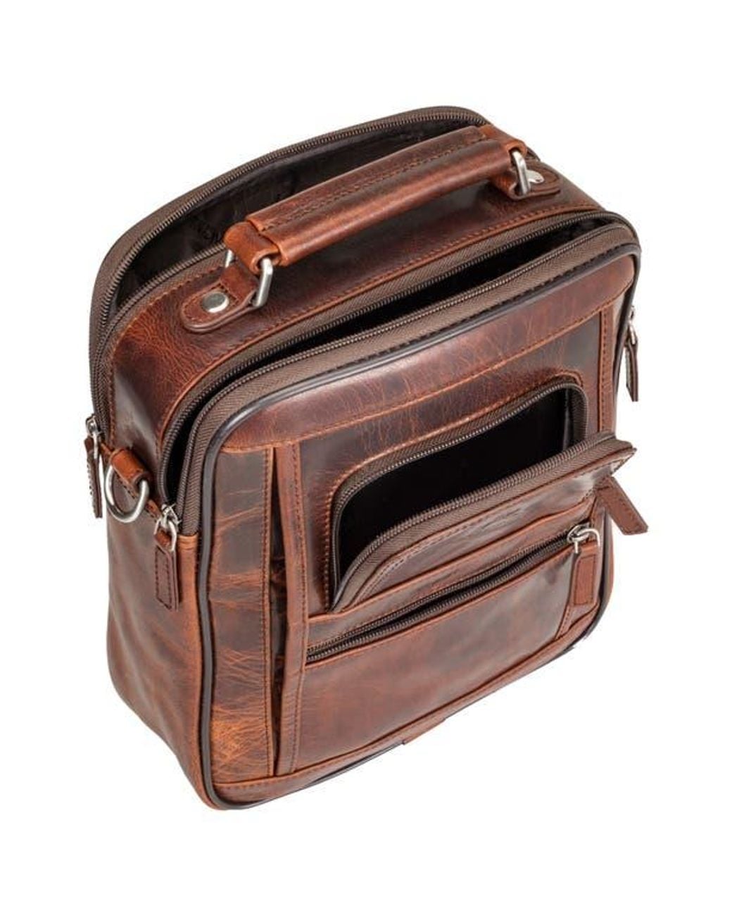 Mancini Brown Buffalo Double Compartment Bag for men
