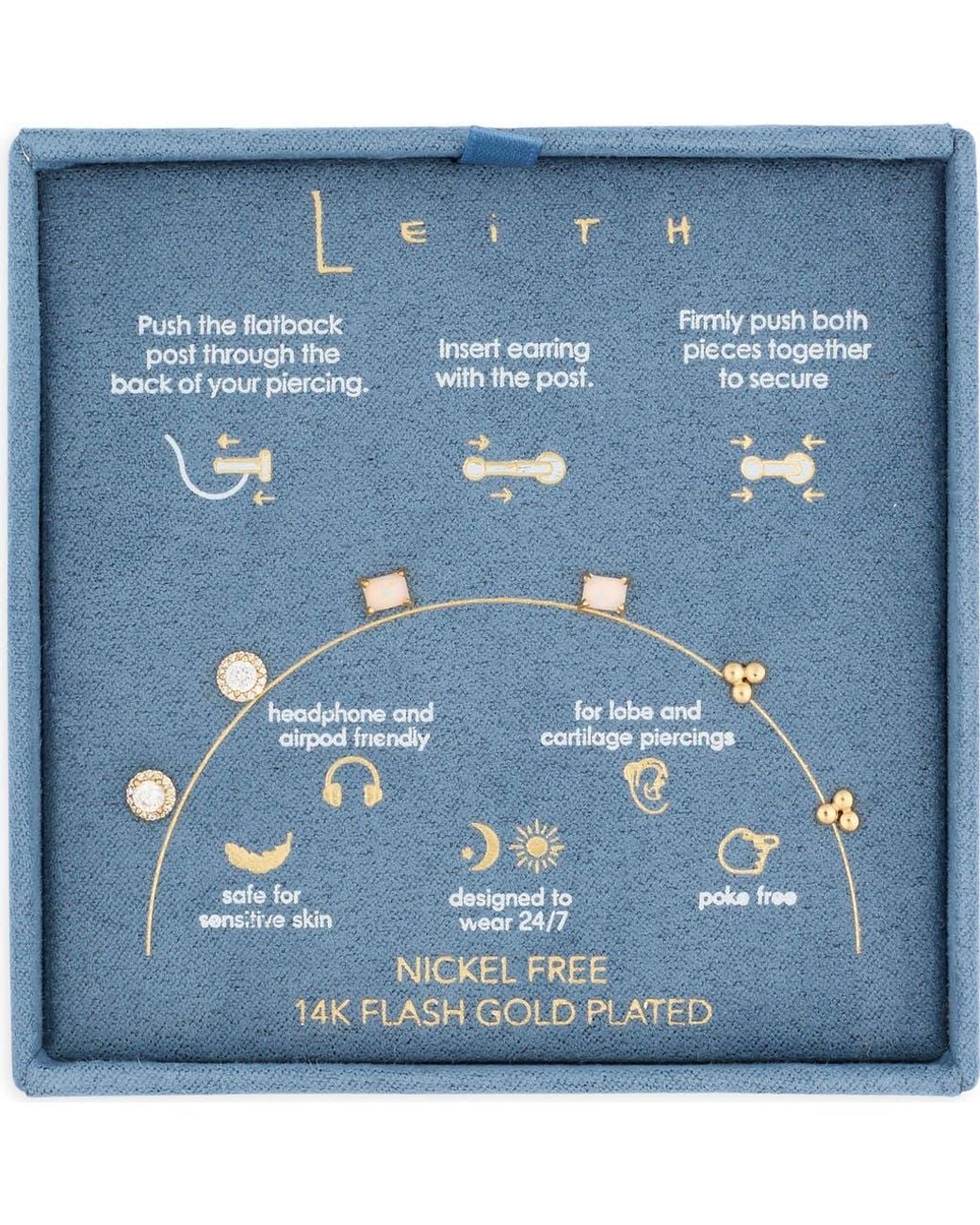 Leith White 3-Pack Cz & Opal Assorted Flatback Stud Earrings