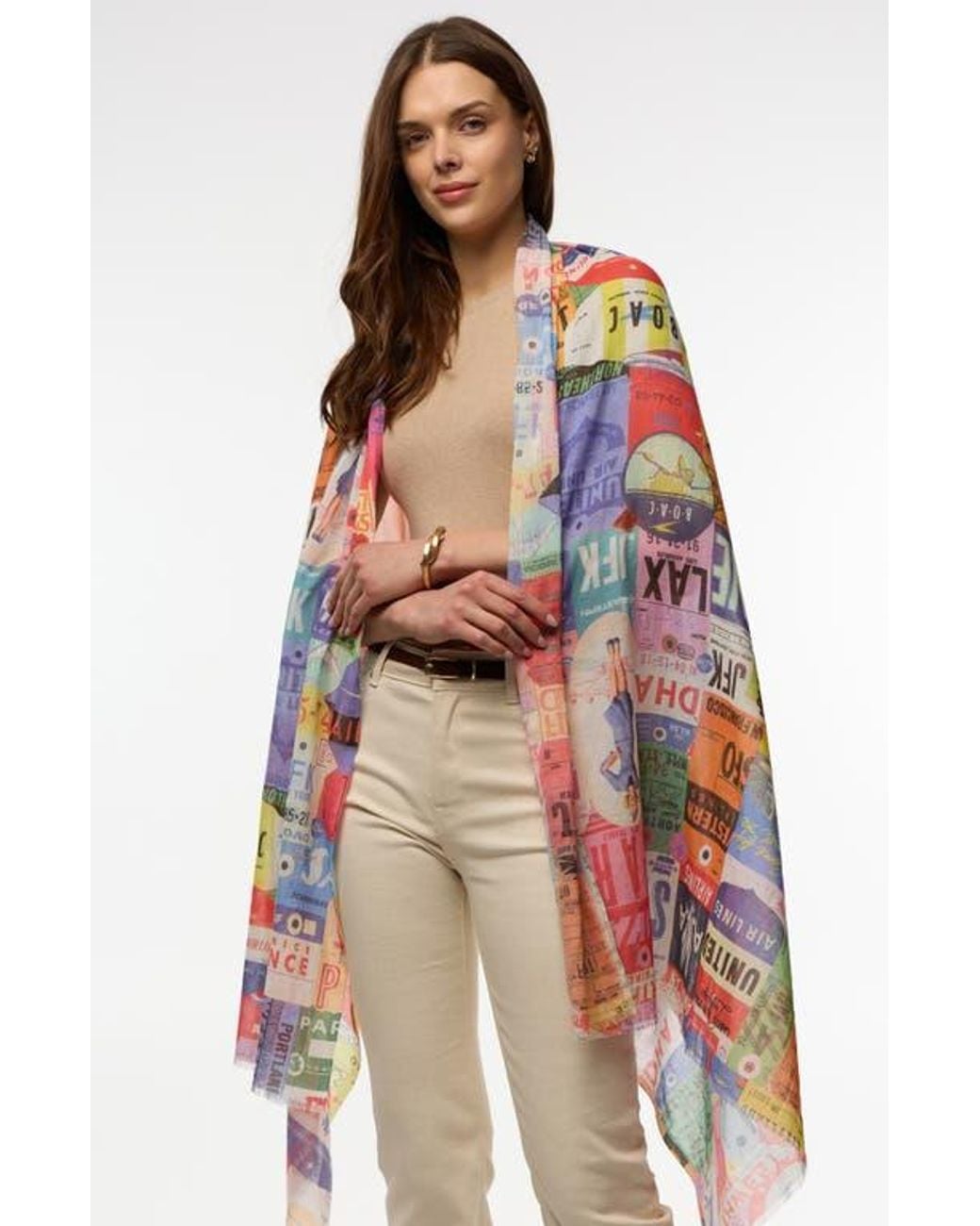 Saachi White Spring Print Scarf