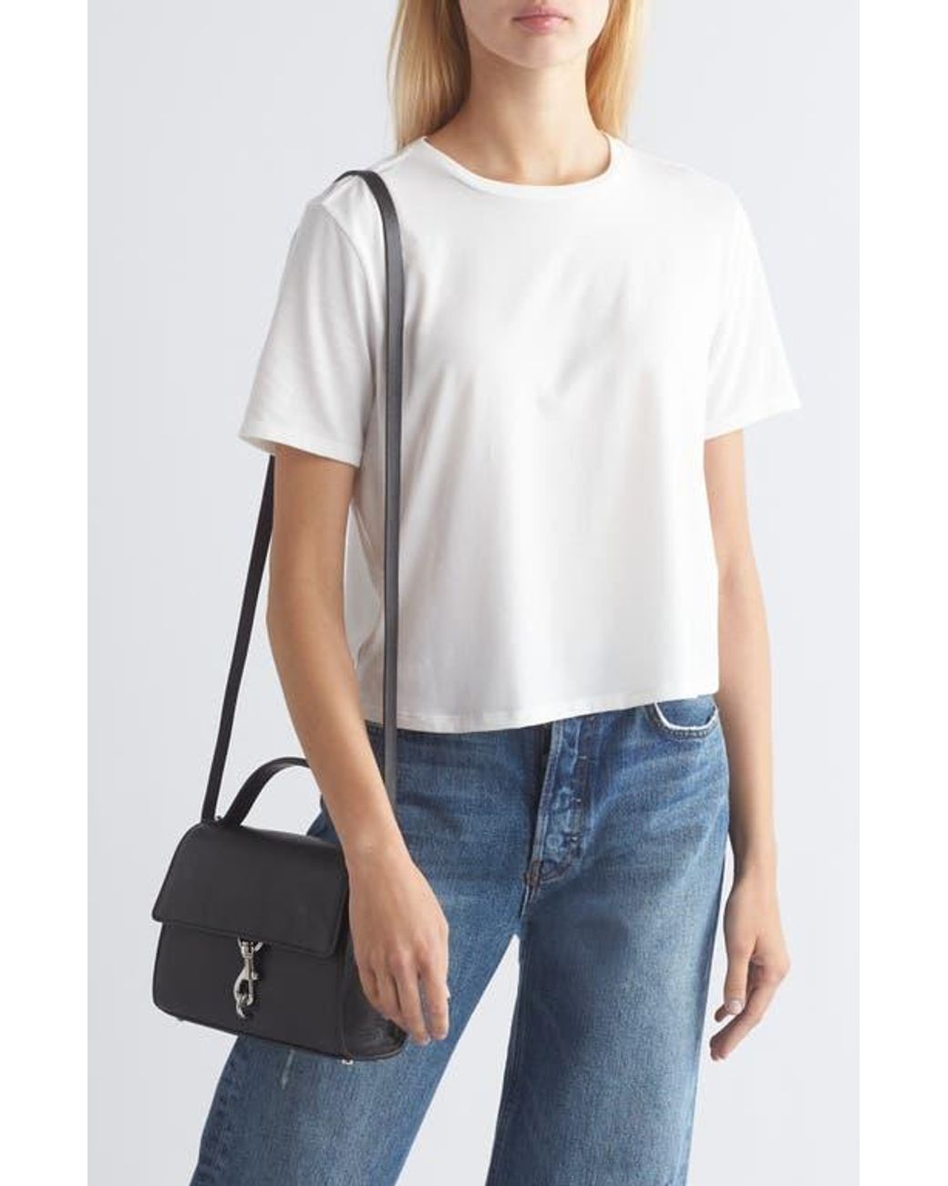 ハンドメードブックマーク タッセル付き Rebecca Minkoff Megan Convertible Top-Handle Bag in Black | Lyst