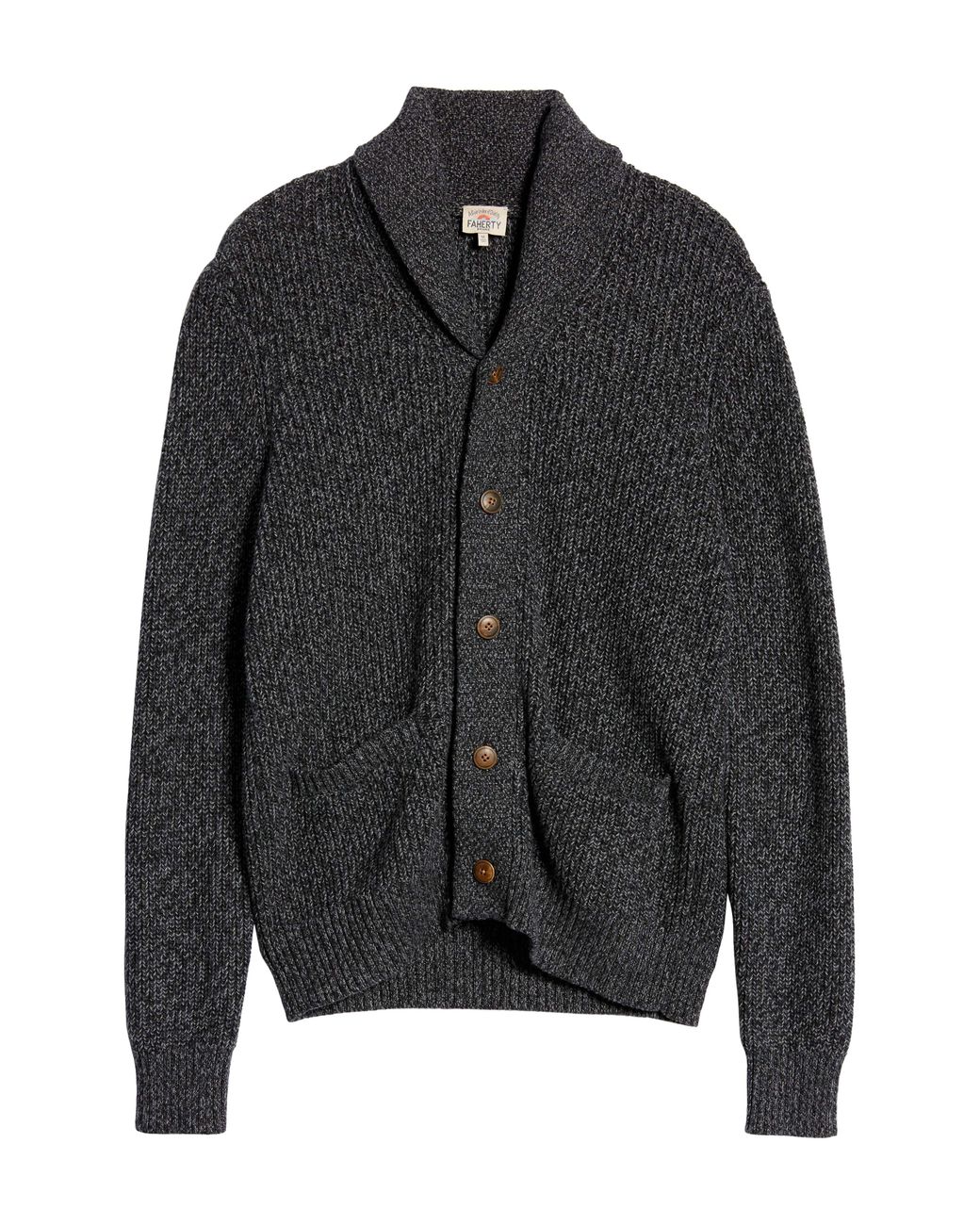 Faherty Marled Organic Cotton & Cashmere Cardigan In Deep Charcoal Marl ...