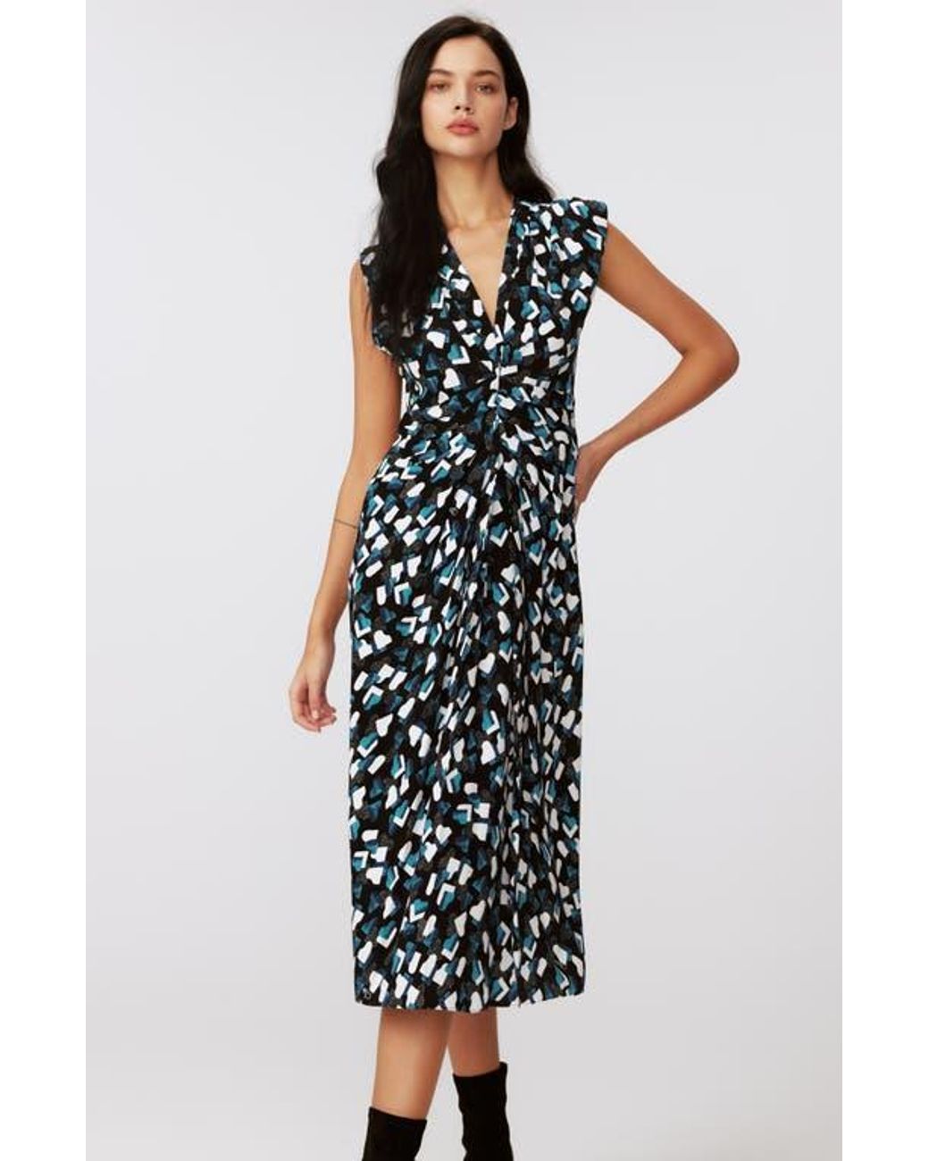 Diane von Furstenberg Multicolor Livia Piano Print Midi Dress