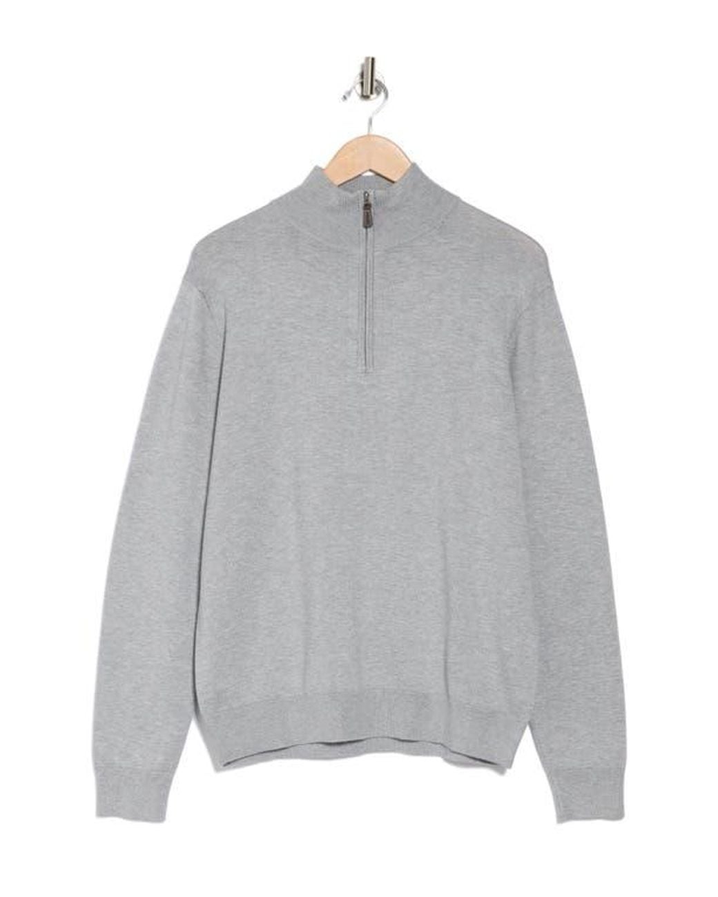 Tom Baine Gray Solid Quarter Zip Pullover for men