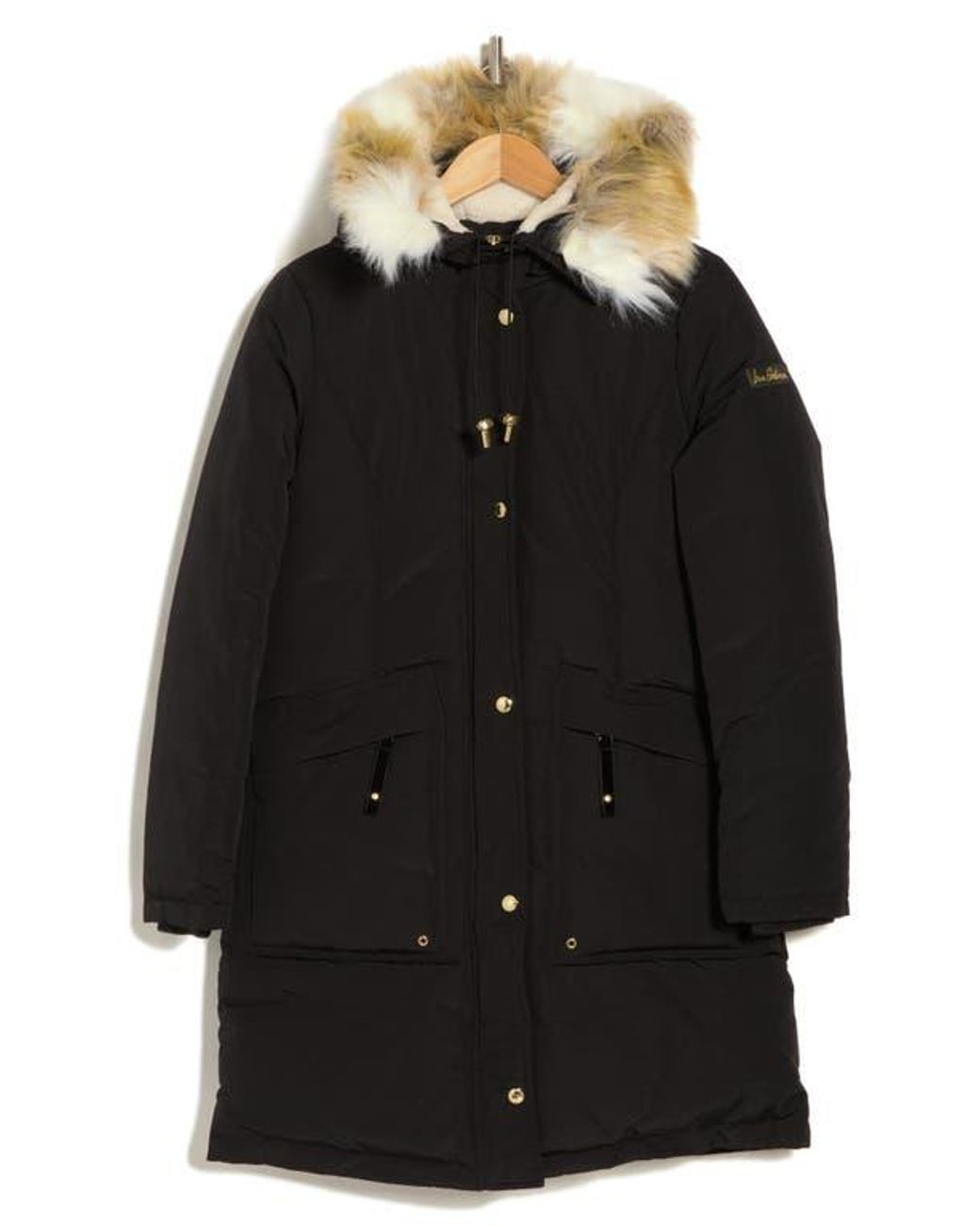 Sam Edelman Faux Fur Trim Hooded Coat in Black Lyst