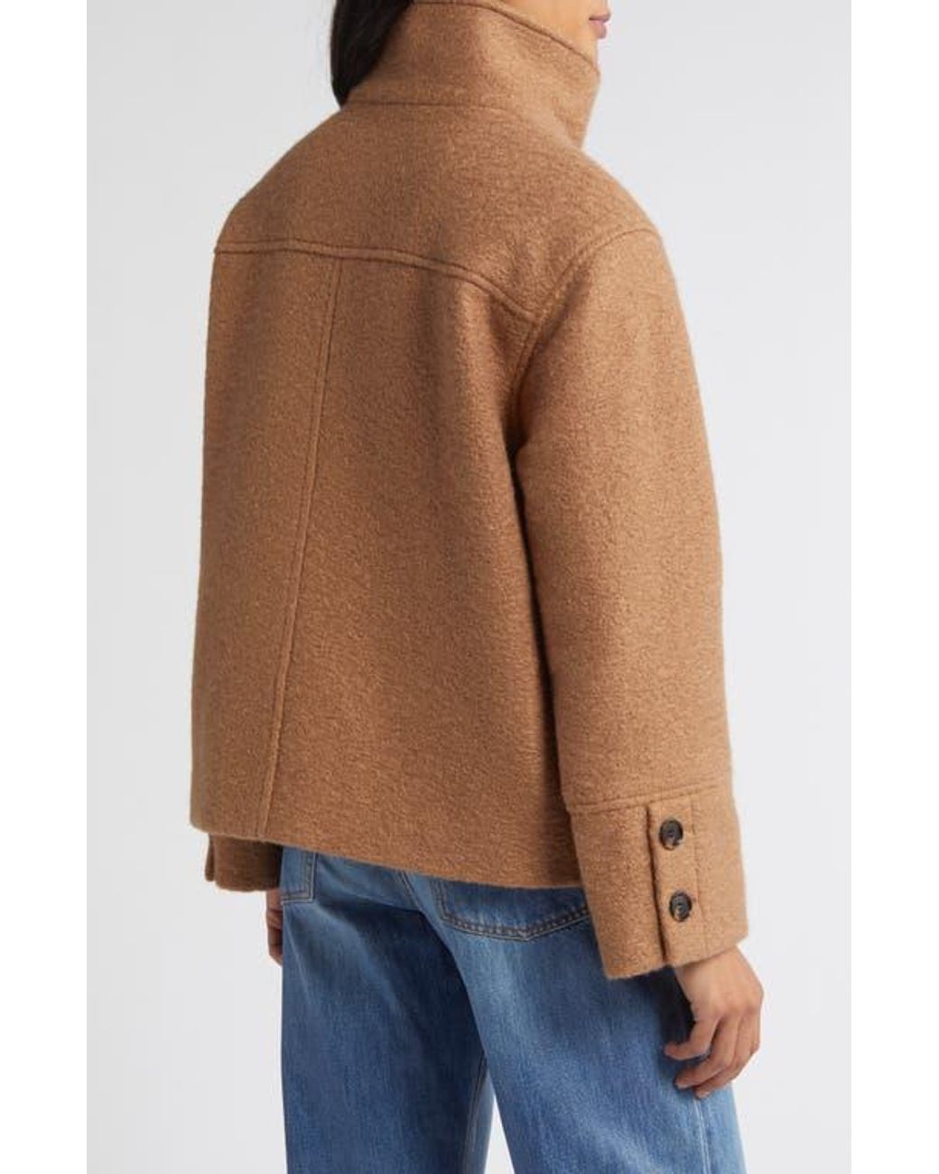 Sam Edelman Stand Collar Pressed Bouclé Jacket in Blue | Lyst