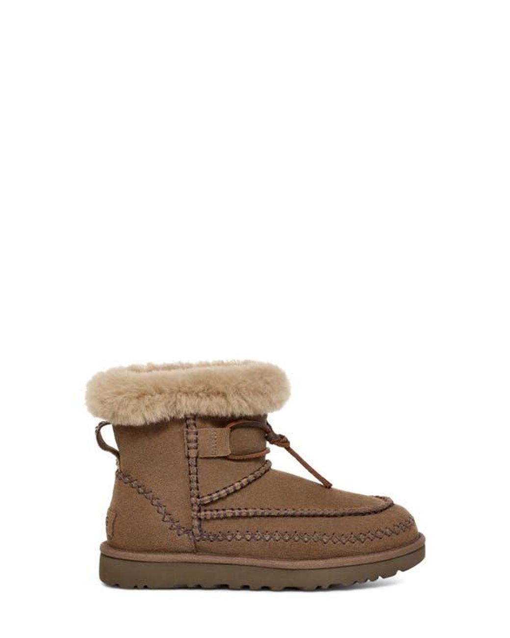 Ugg Brown Shearling-Trim Lace-Up Boots