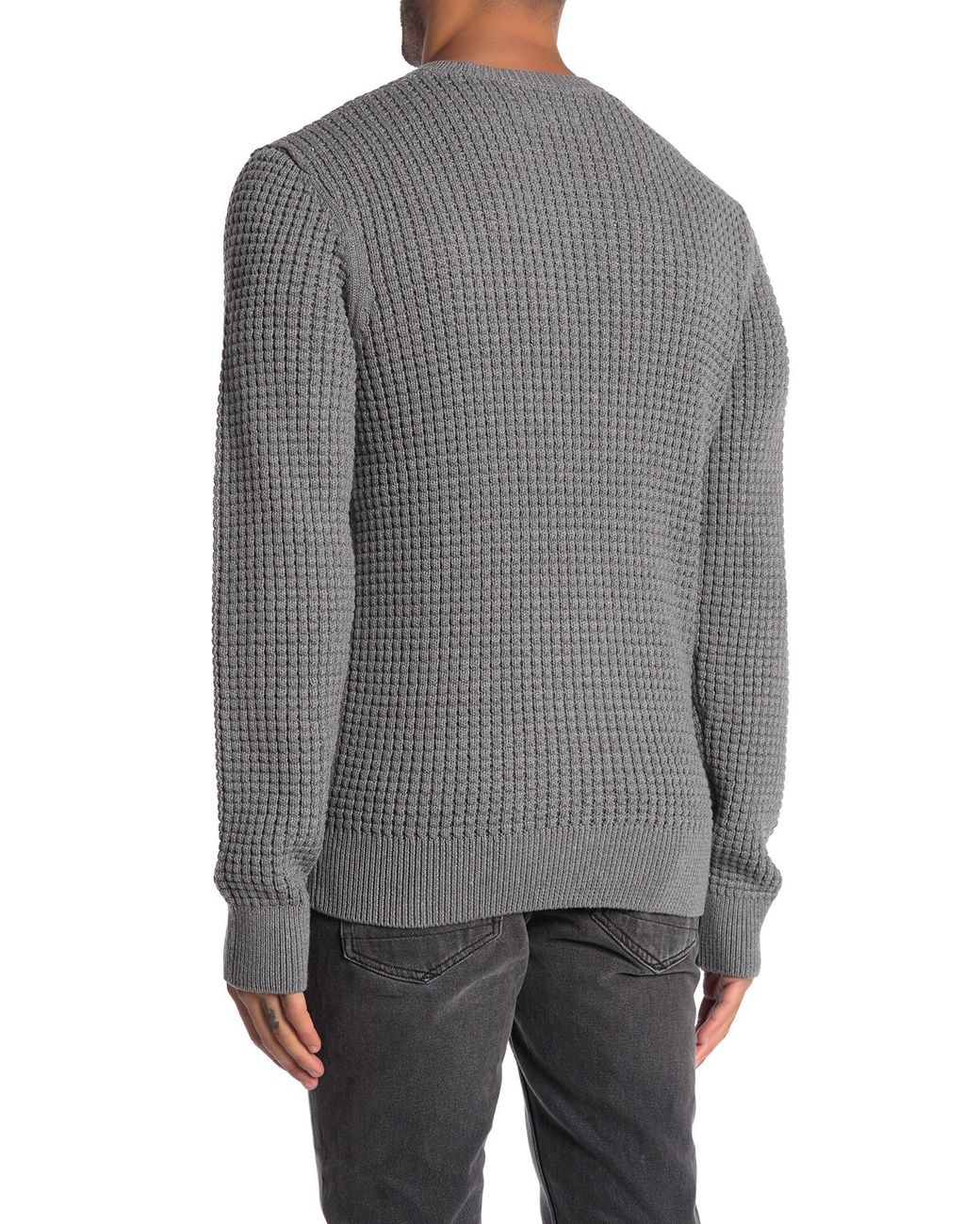 AllSaints Argg Waffle Knit Sweater in Gray for Men | Lyst