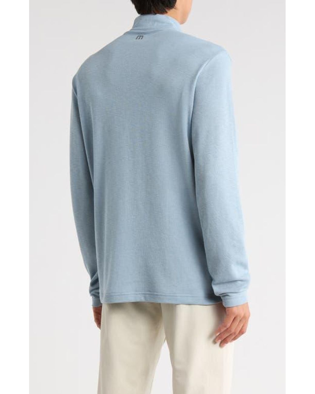 Travis Mathew Blue Continent Edge Quarter Zip Pullover for men
