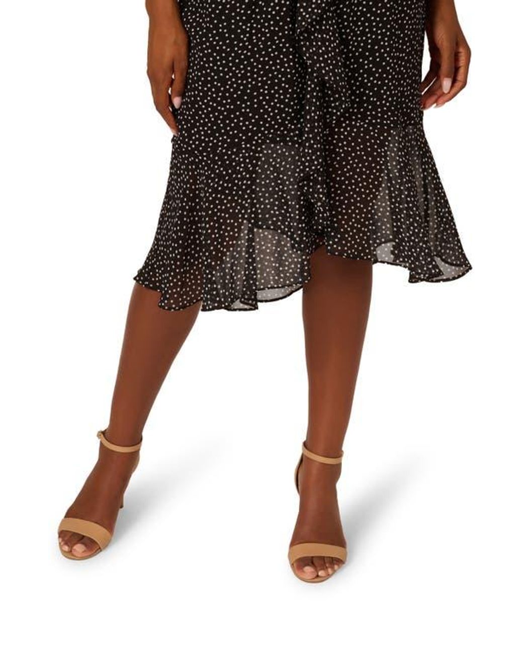 【海外限定】AdriannaPapell ドレス☆Shirred Dot Chiffon Black Buy Adrianna Papell Shirred Dot Chiffon Black Midi Dress