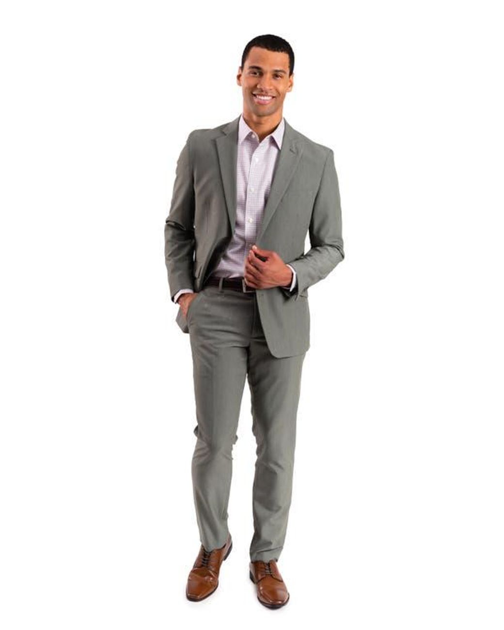 Savile Row Gray Bi-Stretch Solid 2-Piece Suit for men