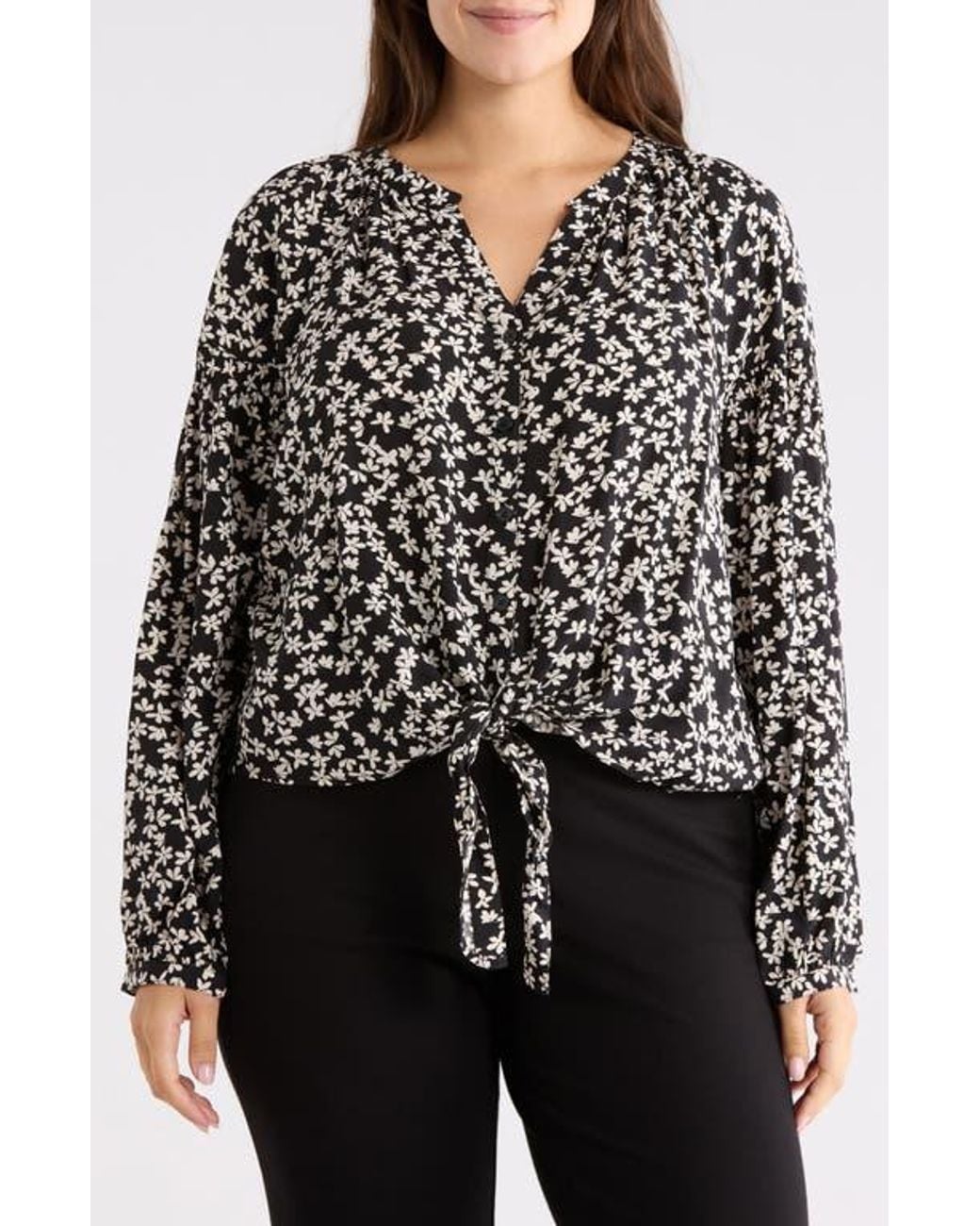 Sanctuary Black Tie Front Top