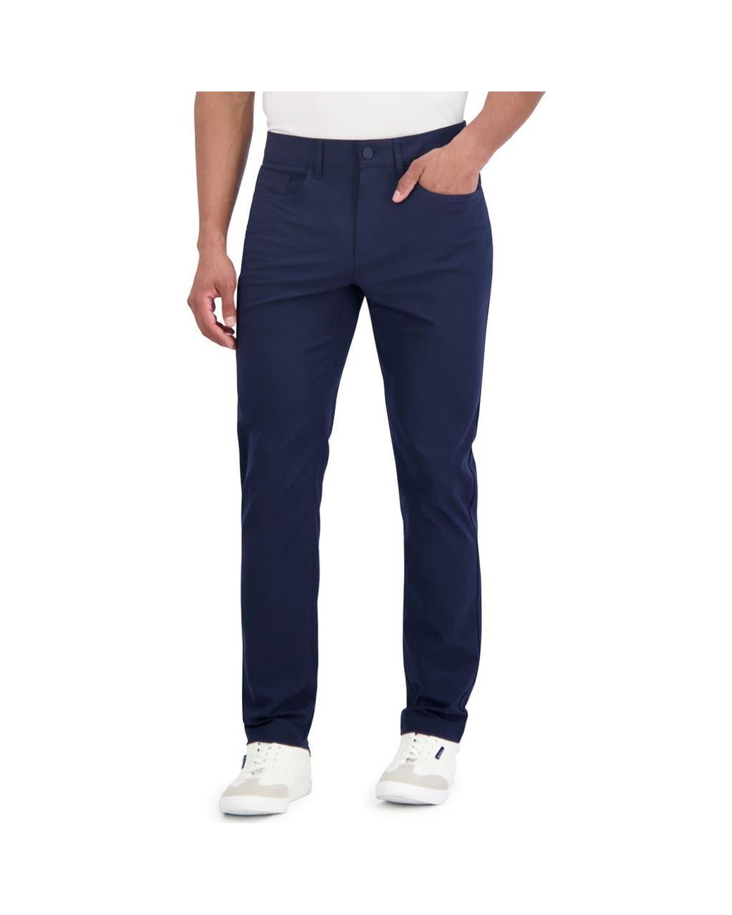 Ben Sherman Blue Solid 4-Way-Stretch Tech Golf Pants for men
