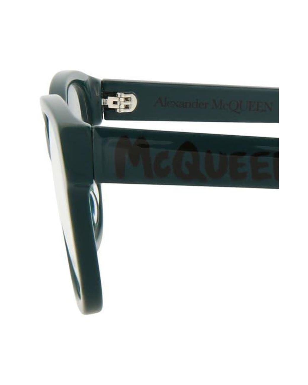 McQueen Black 52Mm Rectangular Optical Glasses for men