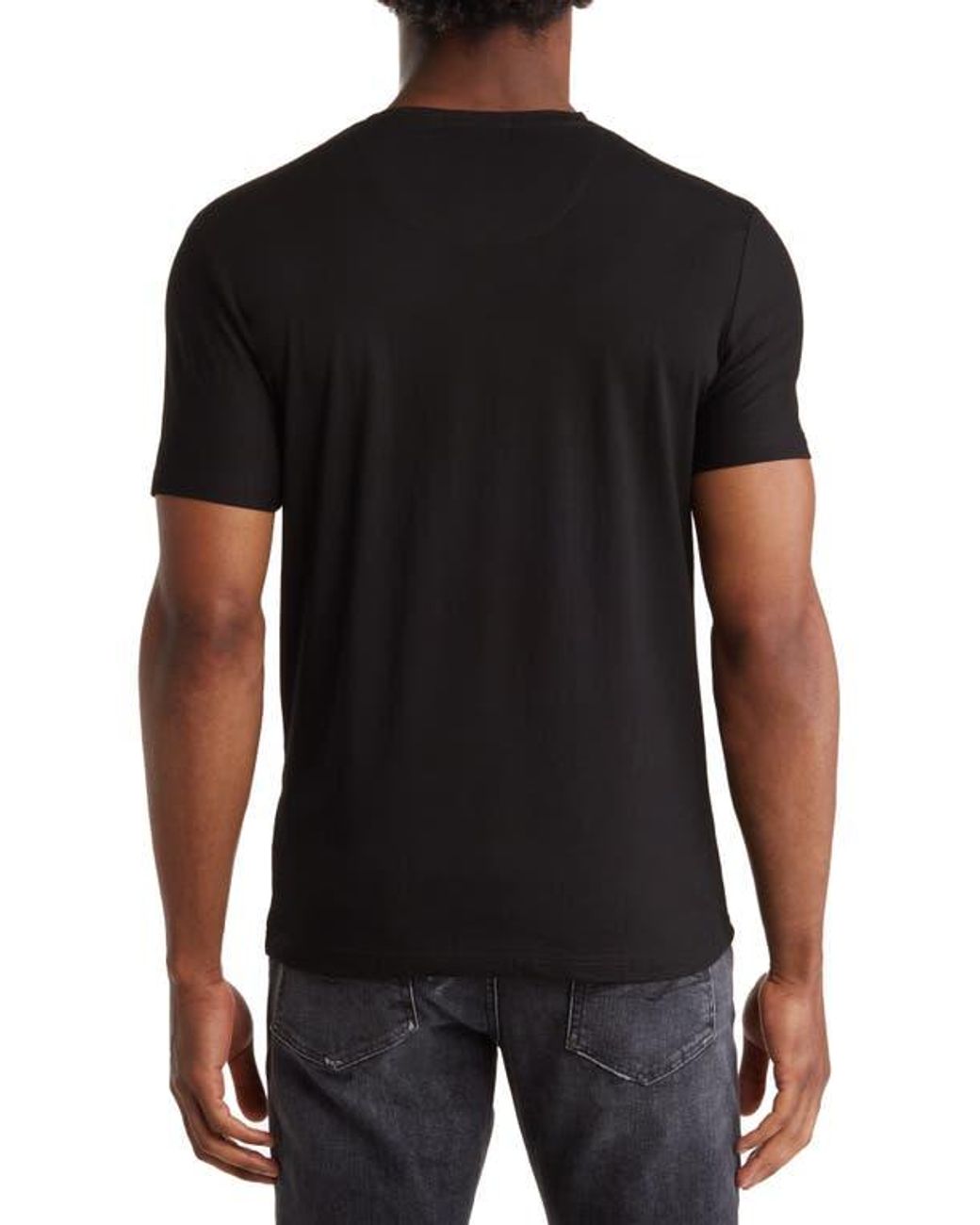 T.R. Premium Black Solid V-Neck T-Shirt for men