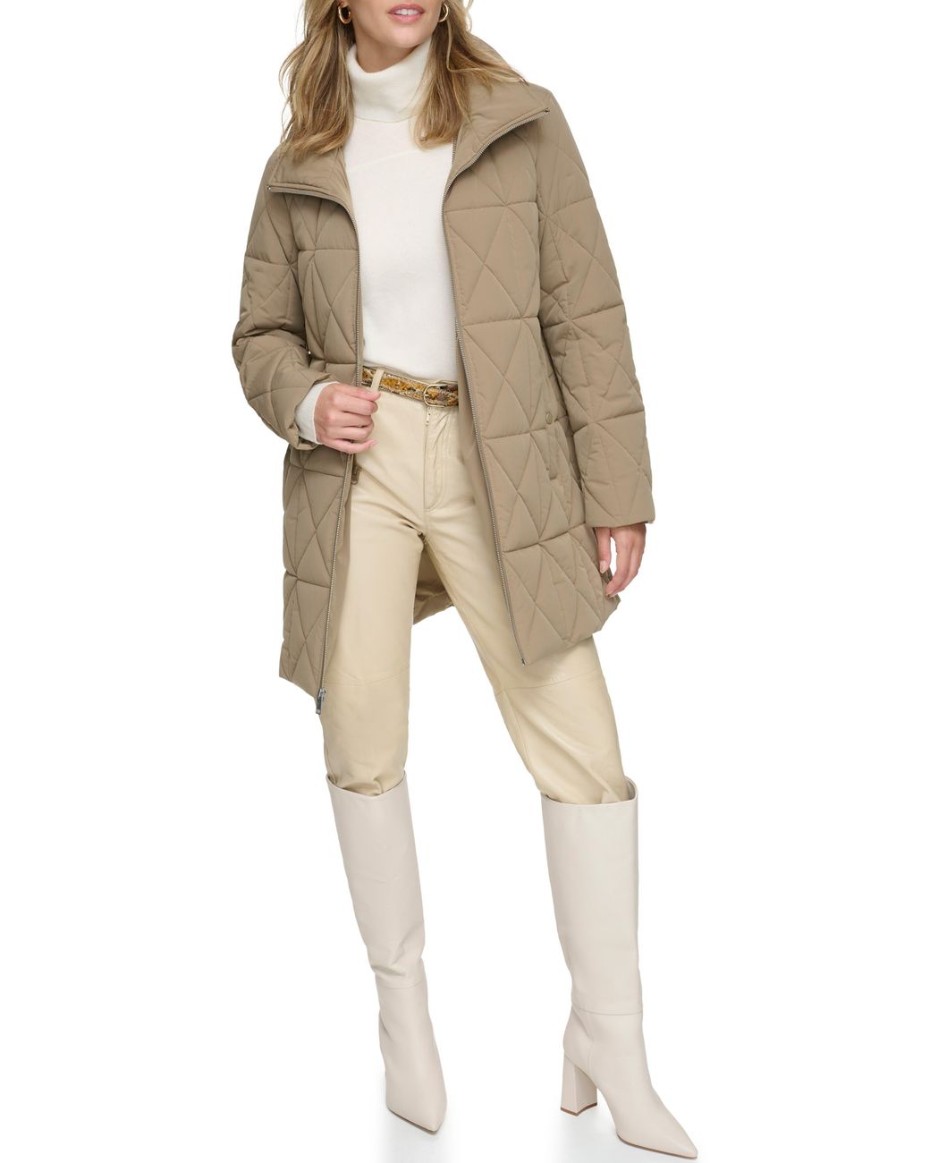 Andrew Marc Water Resistant Faux Shearling Lined Hood Bib