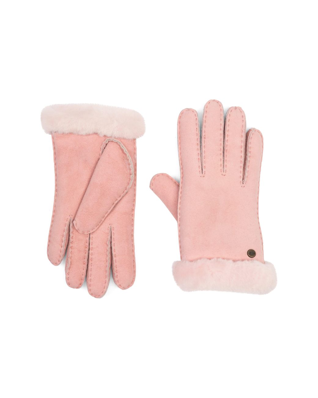UGG UGG Genuine Dyed Shearling Slim Side Vent Gloves In Pink Cloud At Nordstrom  Rack | Lyst