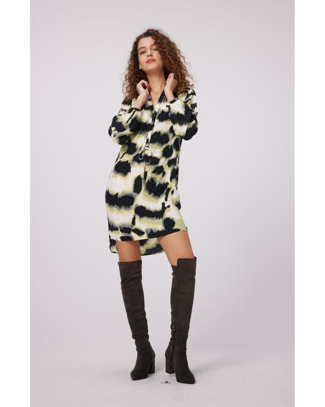 Diane von Furstenberg Multicolor Sonoya Long Sleeve High-Low Dress