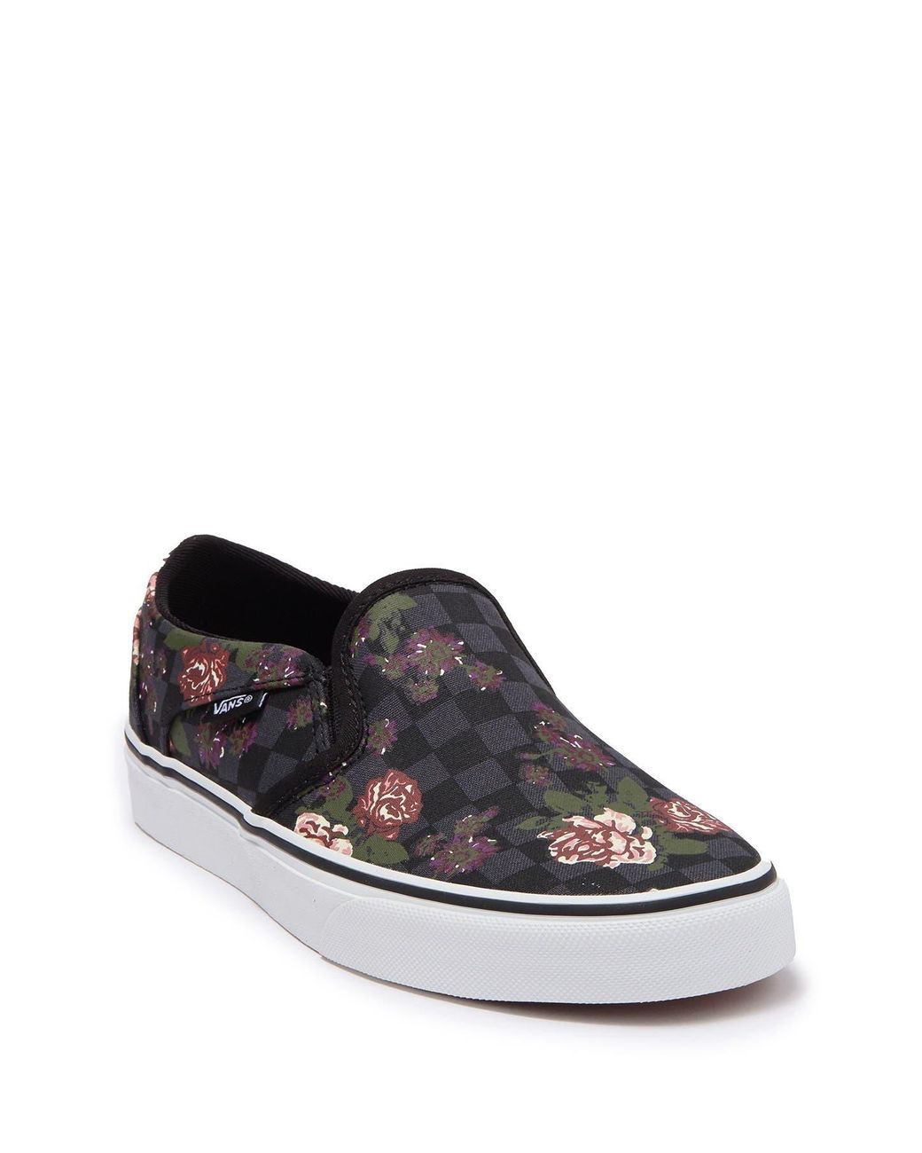 Vans Asker Floral Checkerboard Slip-on Sneaker in Blue | Lyst
