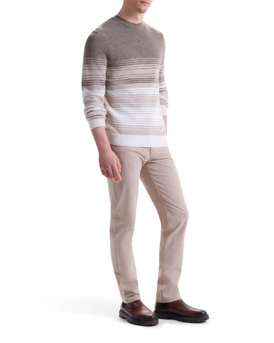Bugatchi Purple Gradient Stripe Merino Wool Sweater for men