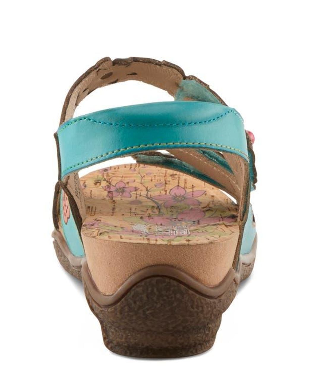 Spring Step Blue Bethie Ankle Strap Wedge Sandal