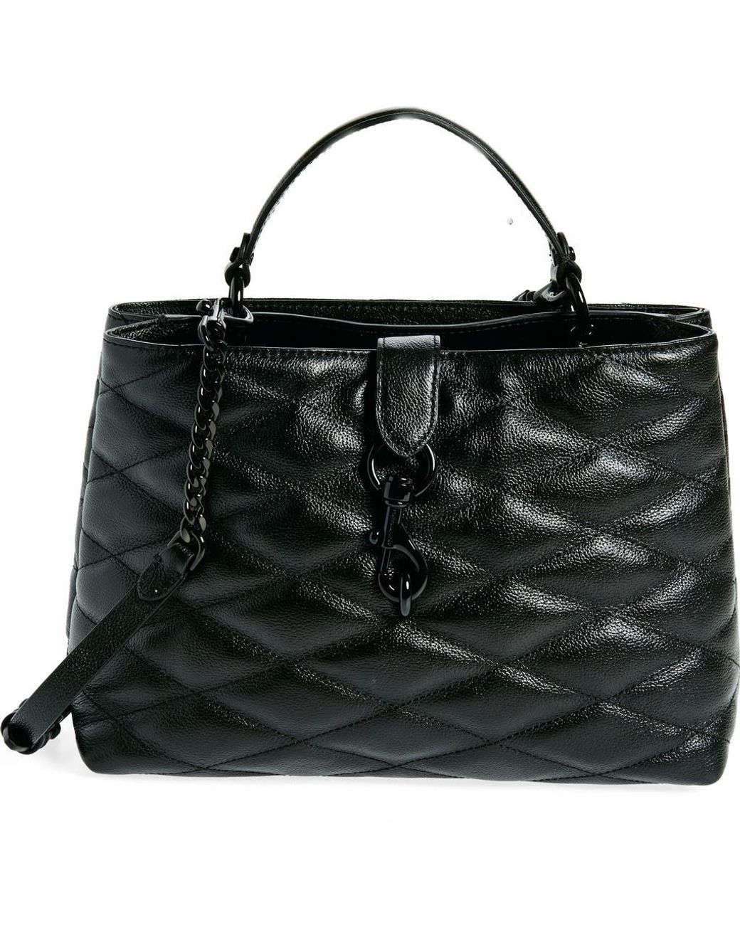 Rebecca Minkoff Edie Quilted Leather Top Handle Satchel in Black Lyst