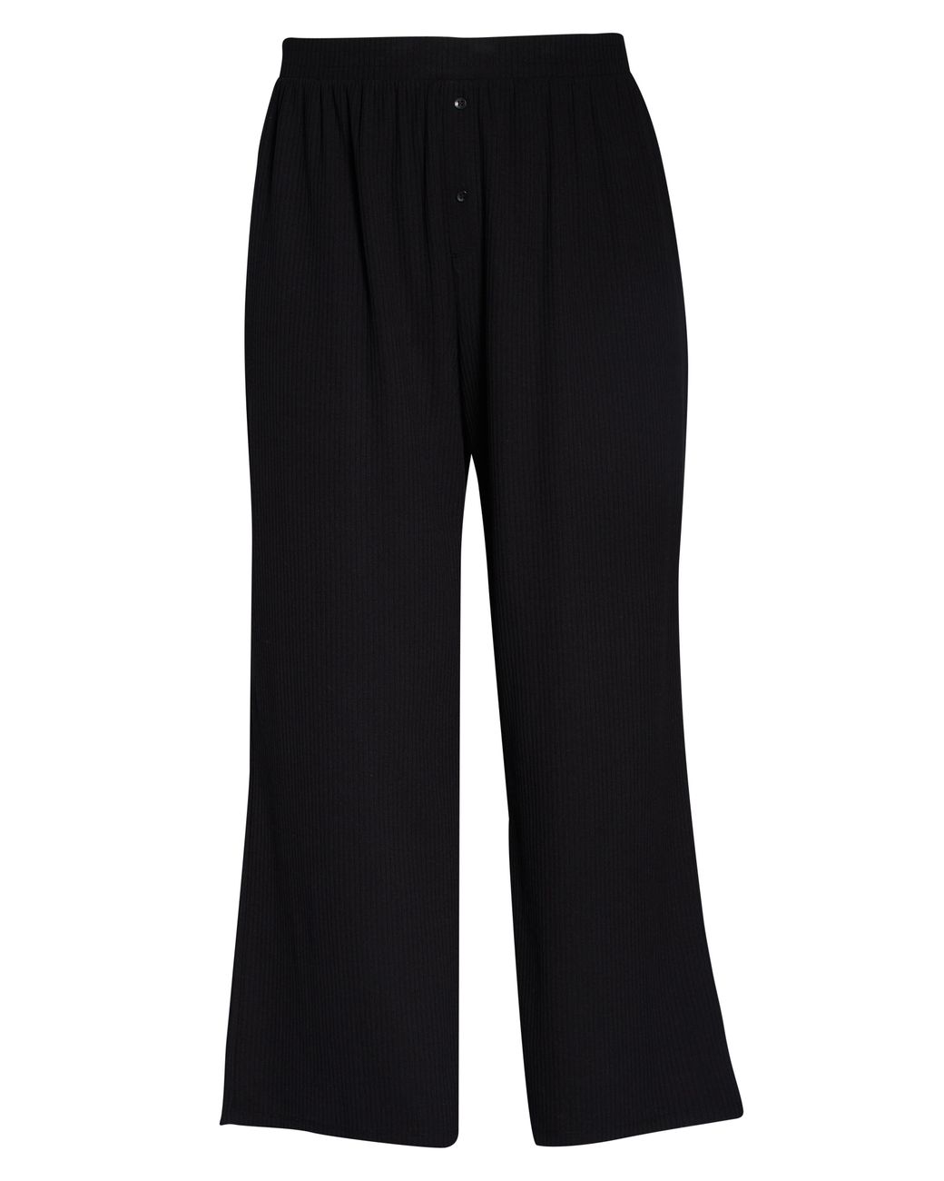 Open Edit Rib Organic Cotton Blend Pajama Pants In Black At Nordstrom