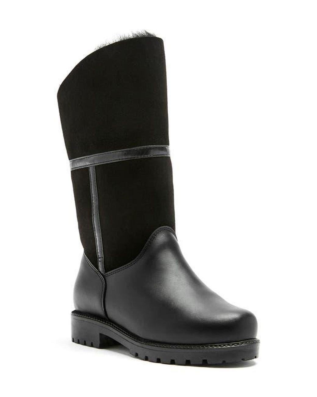 La Canadienne Shearling-Lined Waterproof Suede Boots in Black | Lyst